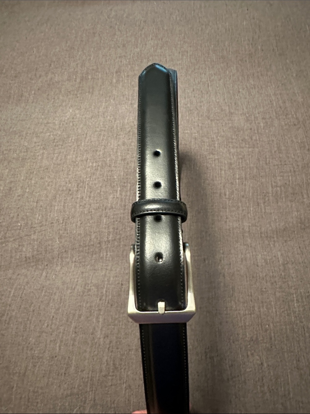 Men's Black  Genuine Leather Dress Belt with Polished Finish